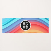 モダン抽象芸術レインボー波とロゴ ヨガマット (裏面(横))