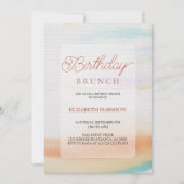 モダン抽象芸術レインボー誕生日 招待状 (正面)