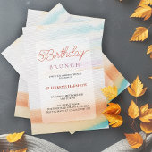 モダン抽象芸術レインボー誕生日 招待状