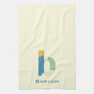 モダン抽象芸術レターBモノグラムイニシャル キッチンタオル