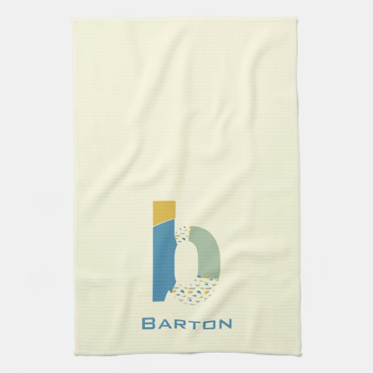 モダン抽象芸術レターBモノグラムイニシャル キッチンタオル (縦)