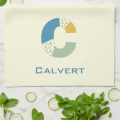 モダン抽象芸術レターCモノグラムイニシャル キッチンタオル (折り畳み)