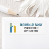 モダン抽象芸術レターHモノグラムイニシャル住所 ラベル (インサイチュ)