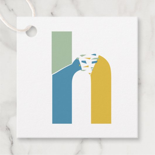 モダン抽象芸術レターHモノグラムパーソナライズされた フェイバータグ (正面)