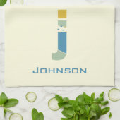 モダン抽象芸術レターJモノグラムイニシャル キッチンタオル (折り畳み)