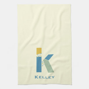 モダン抽象芸術レターKモノグラムイニシャル キッチンタオル