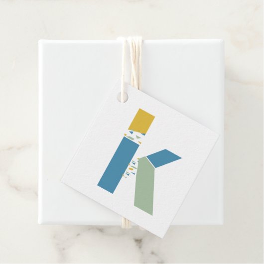 モダン抽象芸術レターKモノグラムパーソナライズされた フェイバータグ (インサイチュ)