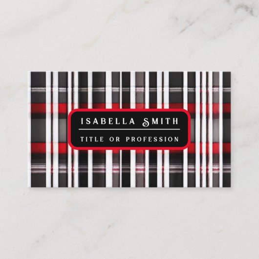 モダン抽象芸術レッドブラックプレイドコレクション 名刺 (正面)
