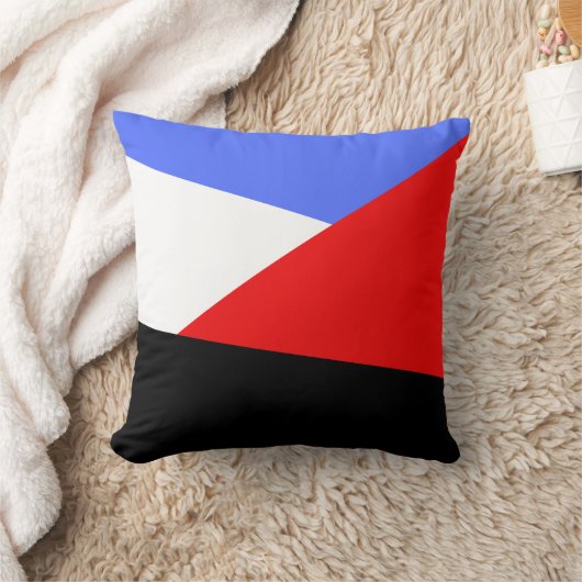 モダン抽象芸術レッド・ブルー黒と白の美学 クッション (ブランケット)