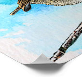 モダン抽象芸術ロビンの水彩（ばちゃばちゃ）跳ねる ポスター (角)