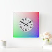 モダン抽象芸術ローマ時間分マーカー虹 スクエア壁時計 (ホーム)