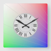 モダン抽象芸術ローマ時間分マーカー虹 スクエア壁時計 (正面)