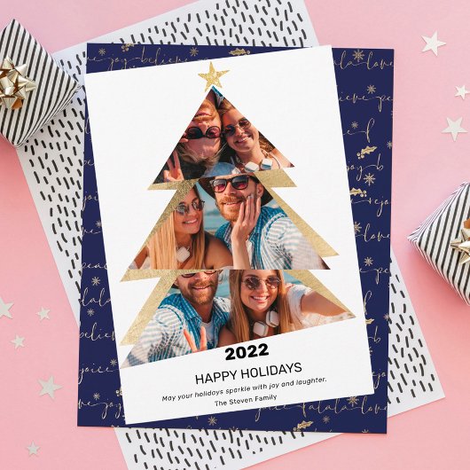 モダン抽象芸術三角形の写真クリスマスツリー シーズンカード