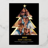 モダン抽象芸術三角形の写真クリスマスツリー 箔シーズンカード (正面)