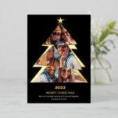モダン抽象芸術三角形の写真クリスマスツリー 箔シーズンカード (立ち正面)