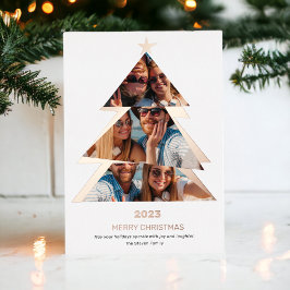 モダン抽象芸術三角形の写真クリスマスツリー 箔シーズンカード