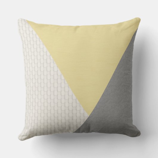 モダン抽象芸術三角形ライトイエローグレーベージュ色 クッション (裏面)