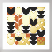 モダン抽象芸術中世紀花文様 箔ポスター (正面)