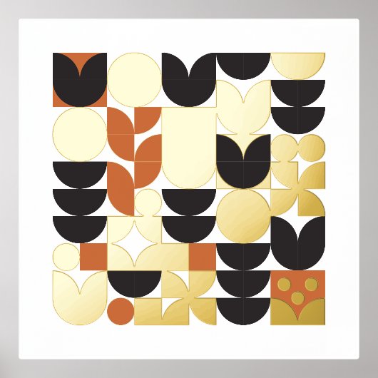 モダン抽象芸術中世紀花文様 箔ポスター (正面)