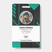 モダン抽象芸術会社従業員ID |黒い緑 バッジ (正面)