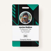 モダン抽象芸術会社従業員ID |黒い緑 バッジ (正面)