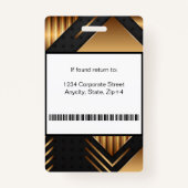 モダン抽象芸術会社従業員ID |黒い金ゴールド バッジ (裏面)