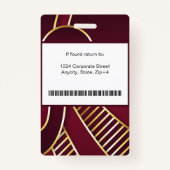 モダン抽象芸術会社従業員ID | Burgundy バッジ (裏面)