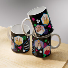 モダン抽象芸術六角フォトコラージュ父の日 コーヒーマグカップ