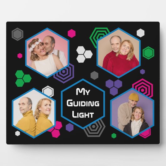 モダン抽象芸術六角フォトコラージュ父の日 フォトプラーク (正面)