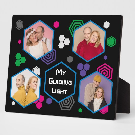 モダン抽象芸術六角フォトコラージュ父の日 フォトプラーク (側面)