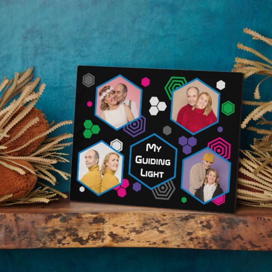 モダン抽象芸術六角フォトコラージュ父の日 フォトプラーク (側面)