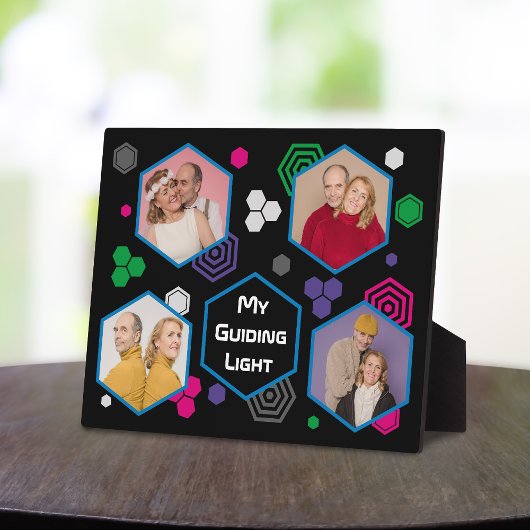 モダン抽象芸術六角フォトコラージュ父の日 フォトプラーク