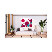 モダン抽象芸術円パターン赤青ジオメトリ フォトプリント           