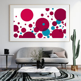 モダン抽象芸術円パターン赤青ジオメトリ フォトプリント