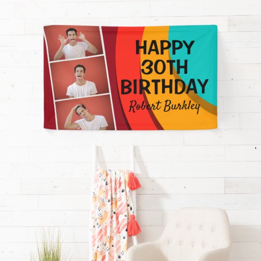 モダン抽象芸術写真のコラージュ |誕生日 横断幕 (インサイチュ)