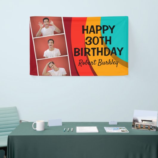 モダン抽象芸術写真のコラージュ |誕生日 横断幕 (トレードショー)