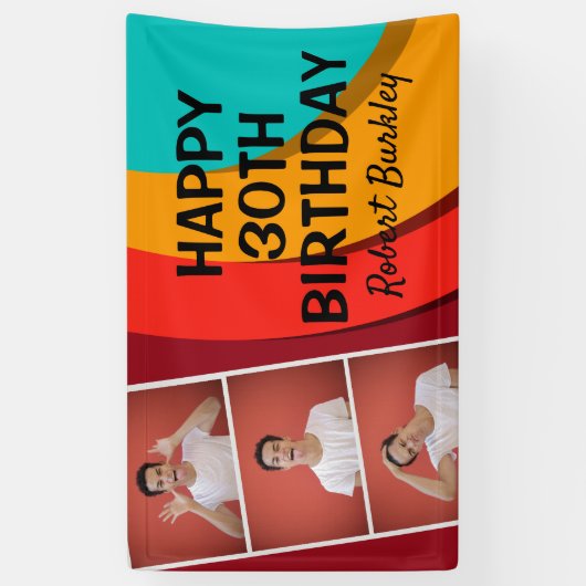 モダン抽象芸術写真のコラージュ |誕生日 横断幕 (縦)