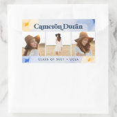 モダン抽象芸術写真コラージュ大学院金ゴールドブルーr 長方形シール (バッグ)