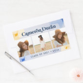 モダン抽象芸術写真コラージュ大学院金ゴールドブルーr 長方形シール (封筒)