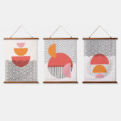 モダン抽象芸術半円波線ウォールアート 吊り下げ型タペストリー (トリプル)