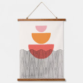 モダン抽象芸術半円波線ウォールアート 吊り下げ型タペストリー (正面)