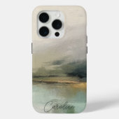モダン抽象芸術名前をカスタムする景観ティール（緑がかった色） Case-Mate iPhoneケース (裏面)