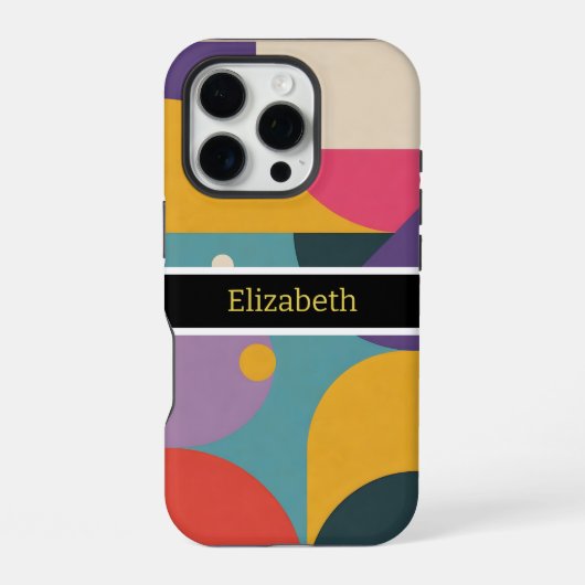 モダン抽象芸術名前をカスタムする iPhoneケース (裏面)