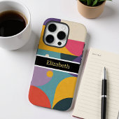 モダン抽象芸術名前をカスタムする iPhoneケース