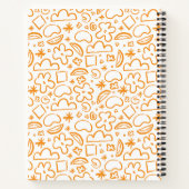 モダン抽象芸術図形のパターン鮮やかオレンジ ノートブック (裏面)