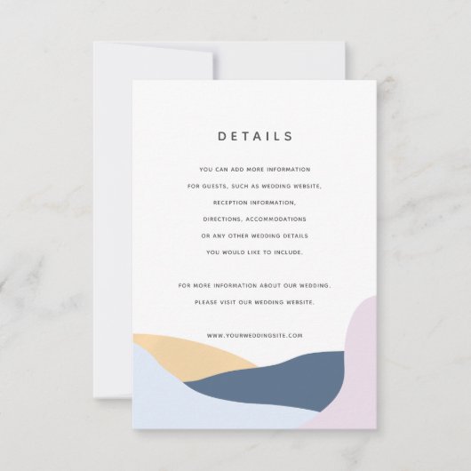 モダン抽象芸術図形の結婚詳細カード 招待状 (正面)