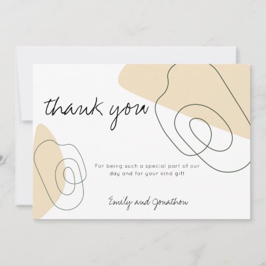 モダン抽象芸術図形の線の写真結婚の サンキューカード (正面)