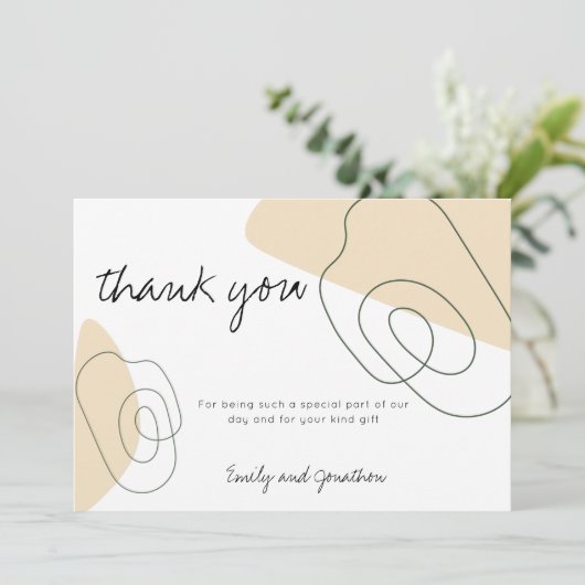 モダン抽象芸術図形の線の写真結婚の サンキューカード (スタンド正面)