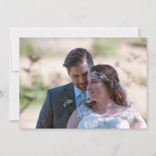 モダン抽象芸術図形の線の写真結婚の サンキューカード (裏面)