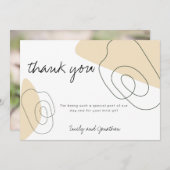 モダン抽象芸術図形の線の写真結婚の サンキューカード (正面/裏面)